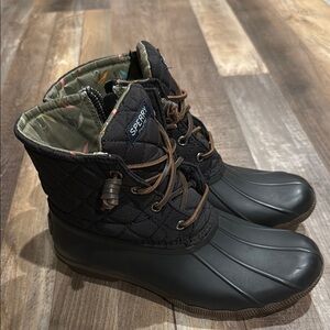 Sperry Black Quilted Duck Boots